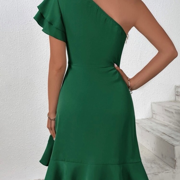 One Shoulder Butterly Sleeve Wrap Dress - Picture 2 of 6